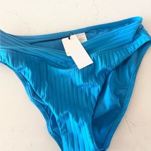 NWT SANCTUARY Ribbed High Waist V-Front Bikini Bottom Vibrant Blue L